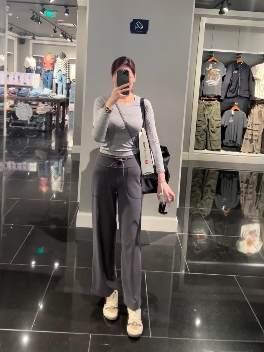 001 Lulu Same Style Original Label Throwback Drawstring Straight Yoga Casual Waist-Cinching High-Waist Draped Magic Pants_voghion.com