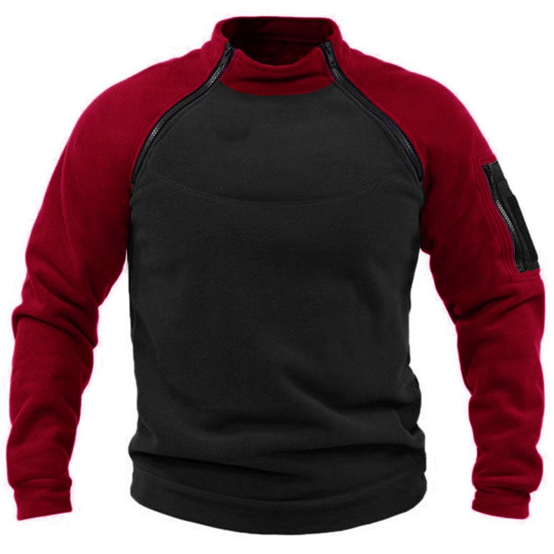 ActiveGo ActiveGo Fabricant transfrontalier européen-américain Sweat-shirt à col montant Printemps et automne Coupe ample à double manches Color Block_voghion.com