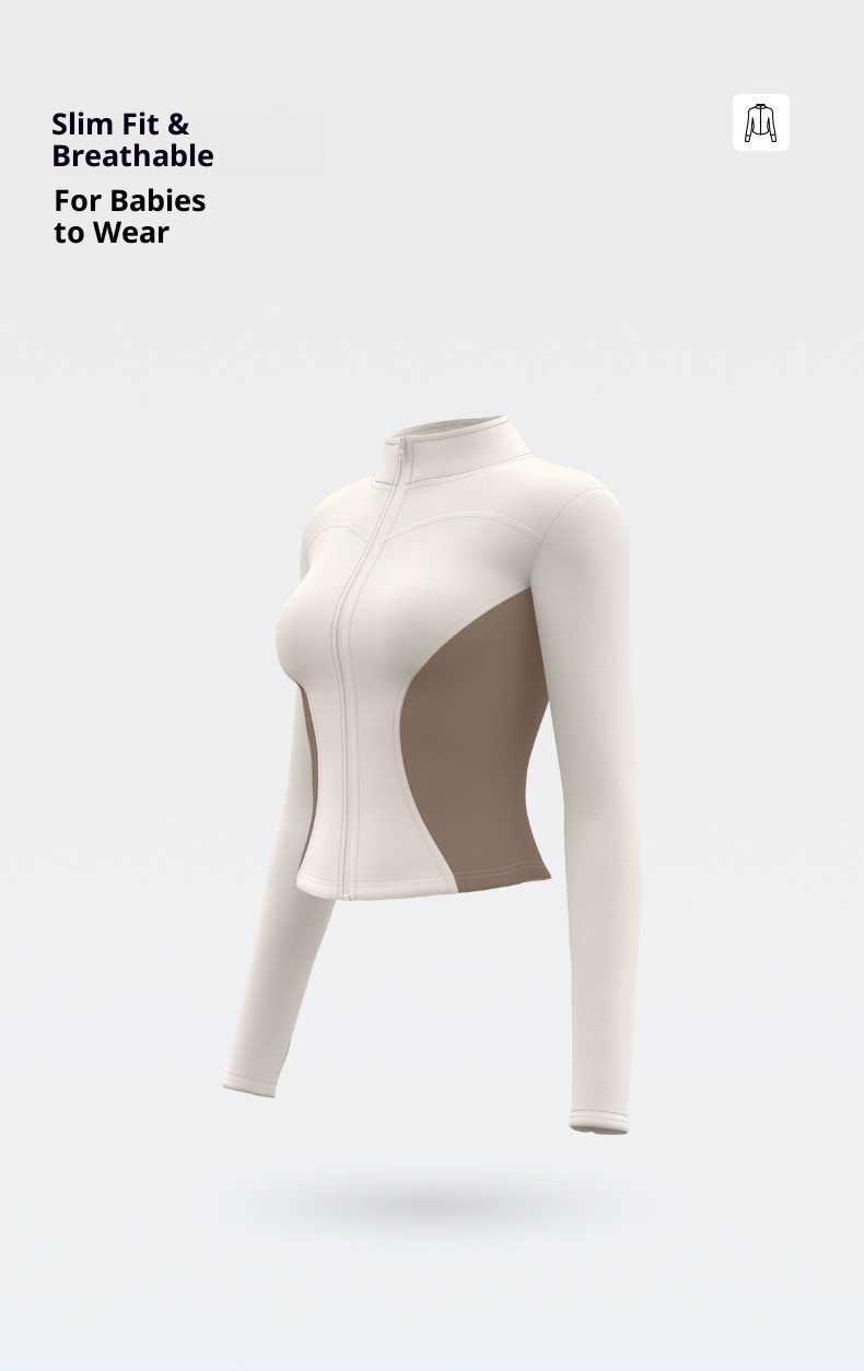 001 Juyitang Color Block Sports Fitness Slim Fit Running Women's Yoga Jacket_voghion.com