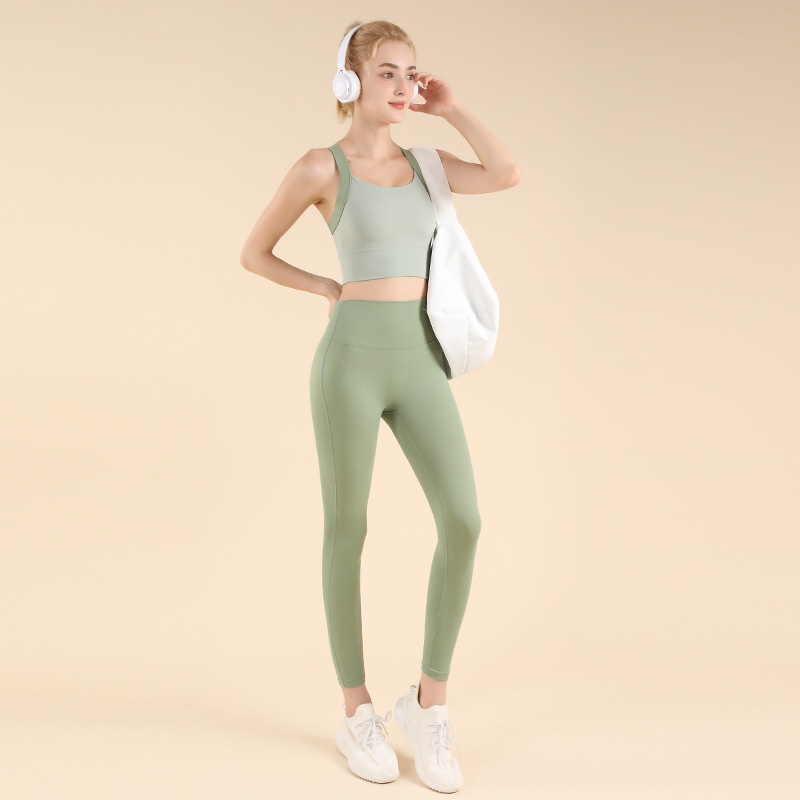 001 Farbblock-Sportset mit Cross-Design, Laufweste, High-Intensity-Yogaweste, Pilates-Fitnessweste mit integriertem Cup, schöne Rückenpartie_voghion.com