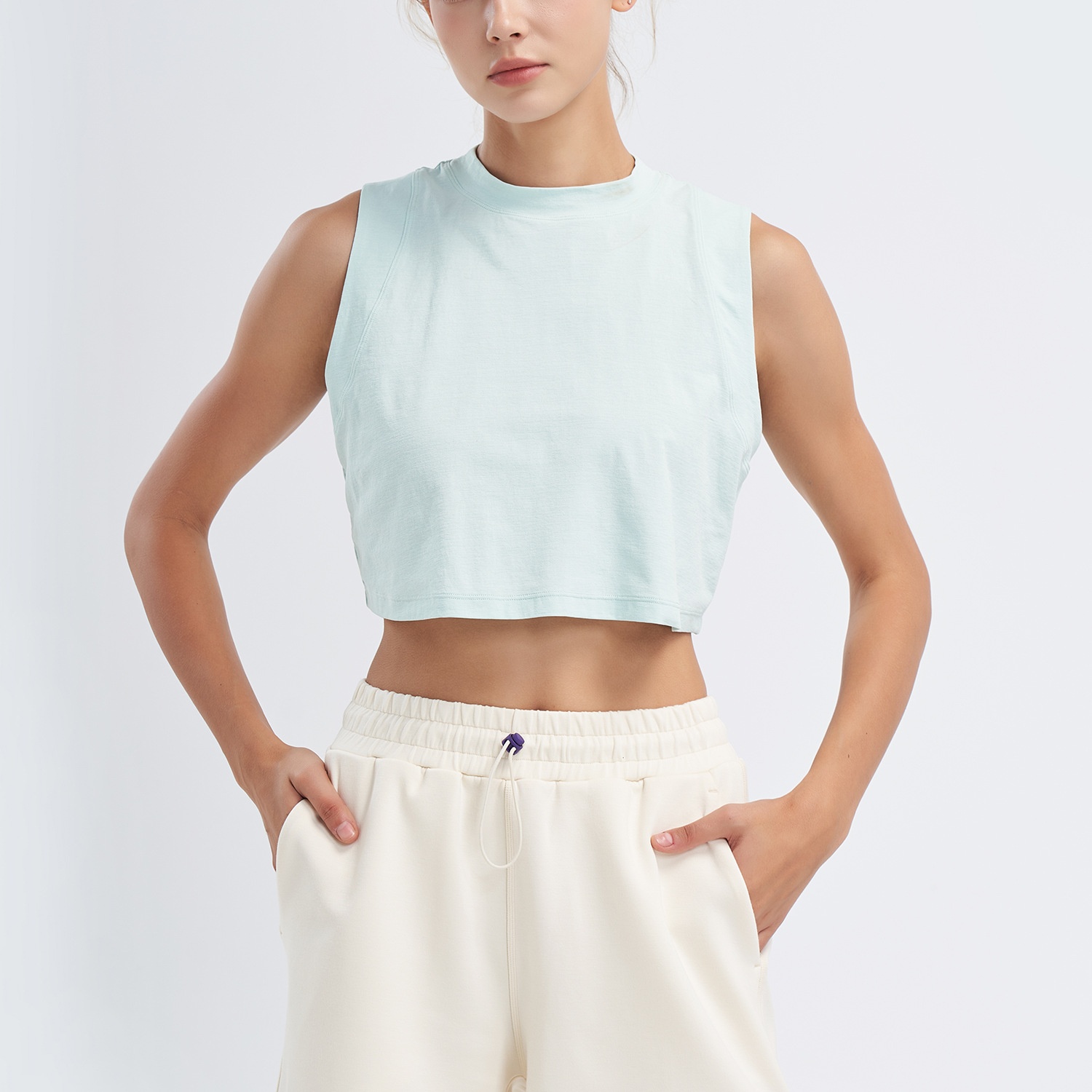 001 Sleeveless Yoga Sports Vest For Women, Barely There Feel, Breathable Running Top, Beautiful Back, Quick-Dry, Loose Fit,_voghion.com