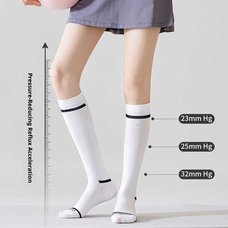 001 Yoga Women Non-Slip Professional Sports Calf Slimming Pilates Running Jump Rope Muscle Compression Socks_voghion.com