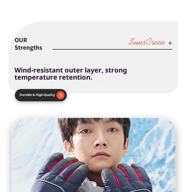 ActiveGo Herren Ski- und Radhandschuhe, kältebeständig, fleecegefüttert, dick und warm, aus Baumwolle, für Outdoor-Aktivitäten im Winter_voghion.com