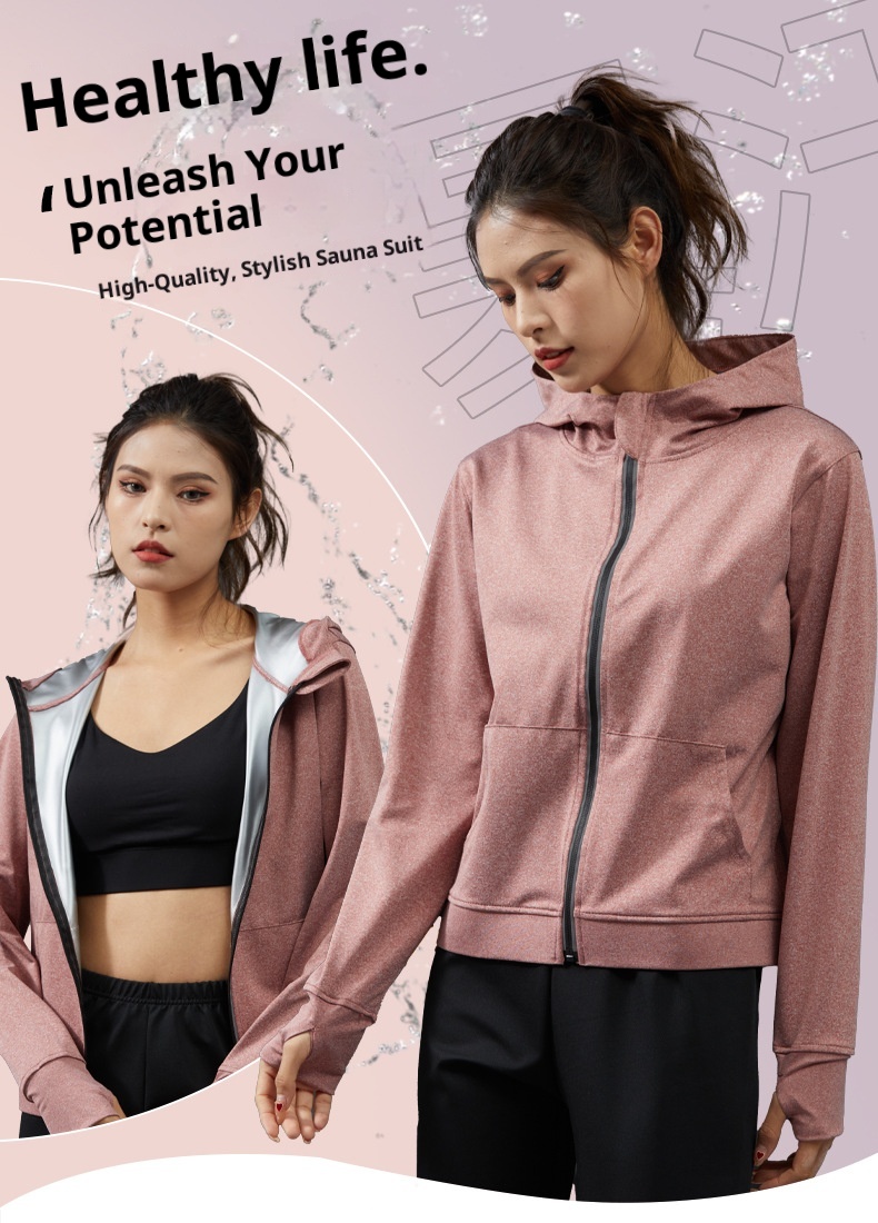 001 Cross-Border Running Sports Fitness Damen Figurformende Yoga Langarm Kapuzenjacke Trainingsanzug_voghion.com