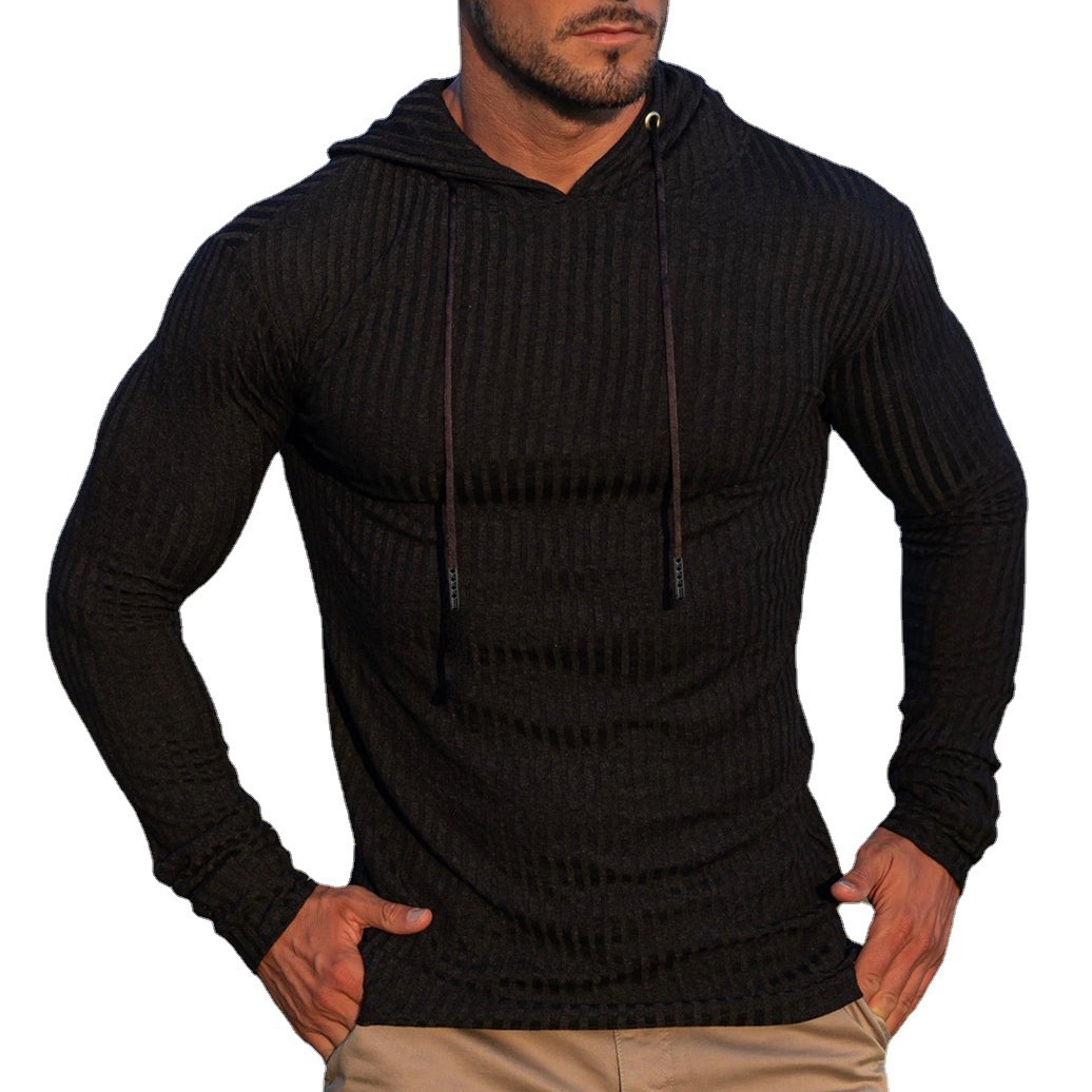 ActiveGo ActiveGo Cross-Border Muscle Fitness Europäischer und amerikanischer Herren-Sportpullover mit langen Ärmeln, schmaler Passform, Kapuze, ideal für Outdoor-Laufen, mit Kapuze_voghion.com