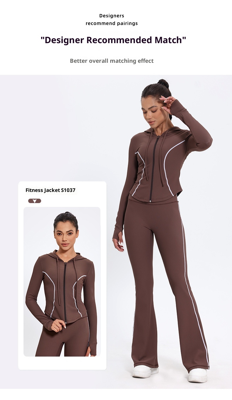 Pantalon de yoga taille haute pour femme, effet push-up, idéal pour le fitness, la course à pied et l'entraînement en extérieur. Coupe évasée et amincissante._voghion.com