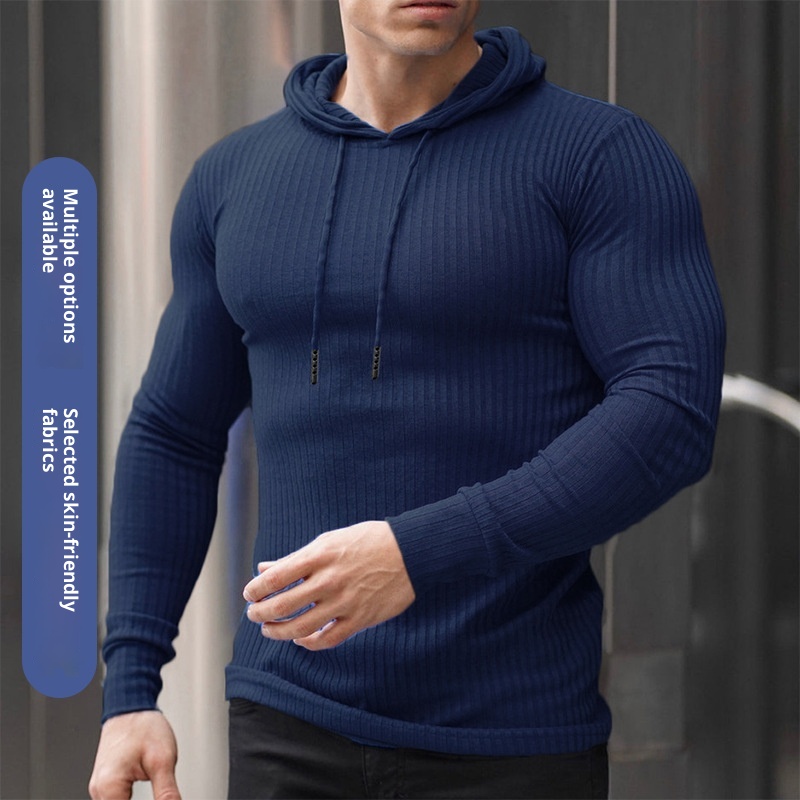 ActiveGo ActiveGo Cross-Border Muscle Fitness Europäischer und amerikanischer Herren-Sportpullover mit langen Ärmeln, schmaler Passform, Kapuze, ideal für Outdoor-Laufen, mit Kapuze_voghion.com