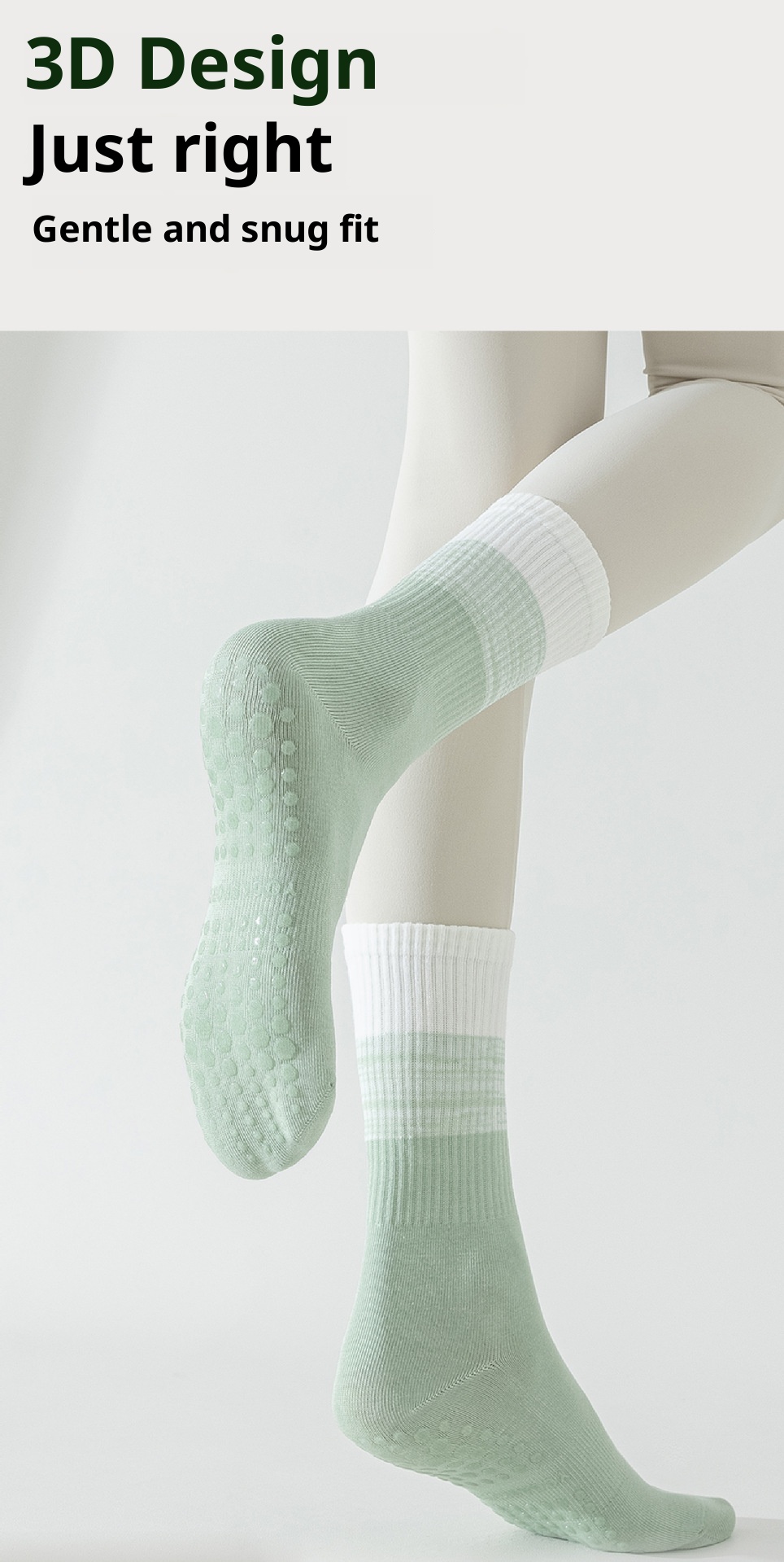 Chaussettes de sport Pilates mi-mollet pour femmes, idéales pour le printemps et l'automne, le fitness, la danse et le yoga. Antidérapantes et confortables._voghion.com