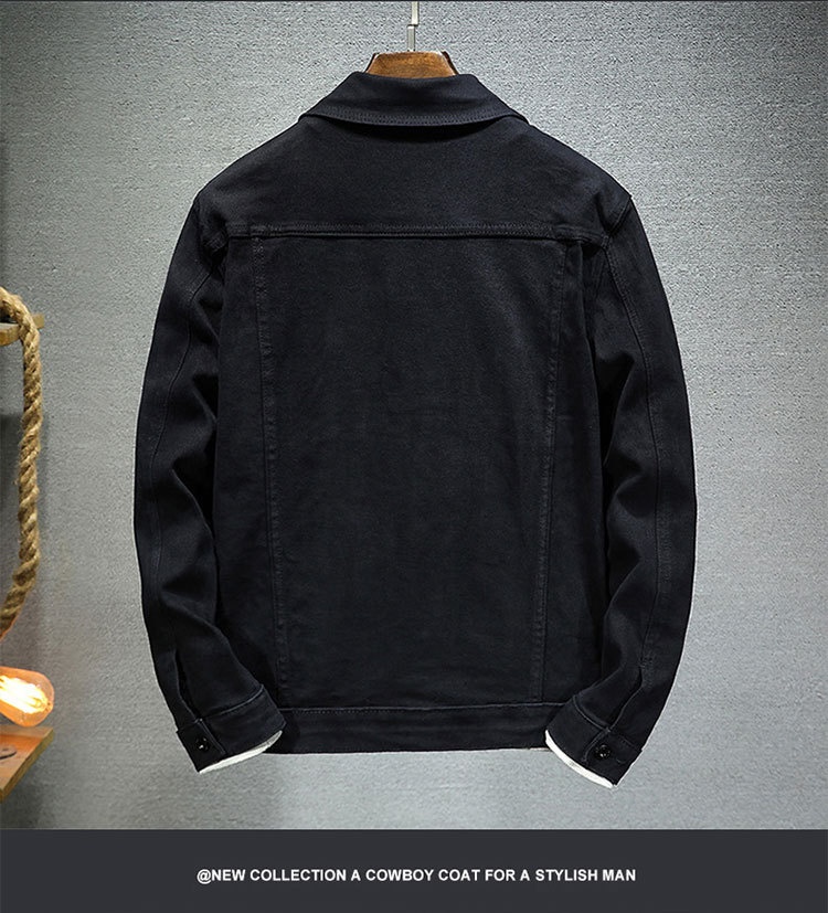 Chaqueta elástica ActiveGo 2025 para hombre, color negro, elegante, estilo europeo y americano, de mezclilla sencilla para primavera y otoño._voghion.com