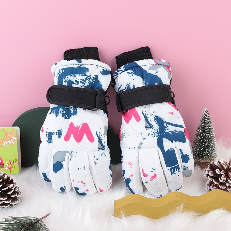 ActiveGo Winter Heren en Dames Koudebestendig Fleecegevoerd Verdikt Katoen Waterdicht Antislip Warm Fietsen Buiten Wit Graffiti_voghion.com