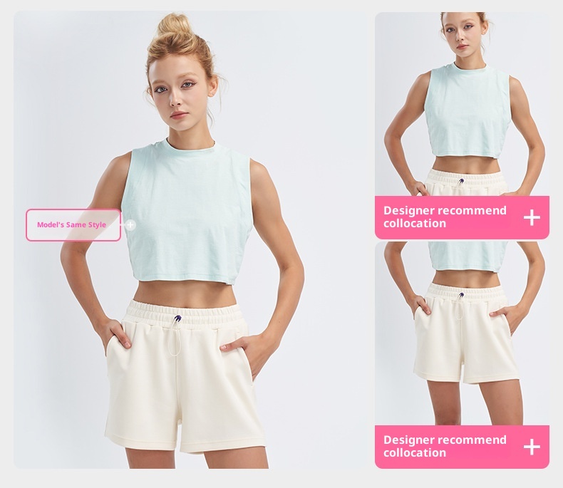 001 Sleeveless Yoga Sports Vest For Women, Barely There Feel, Breathable Running Top, Beautiful Back, Quick-Dry, Loose Fit,_voghion.com