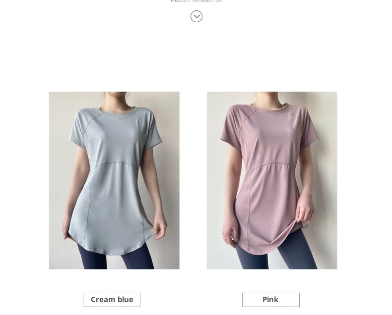 T-shirt de yoga 001 à manches courtes, idéal pour l'été. Coupe mi-longue couvrant les hanches, amincissant, séchage rapide et respirant. Parfait pour le sport et le fitness._voghion.com