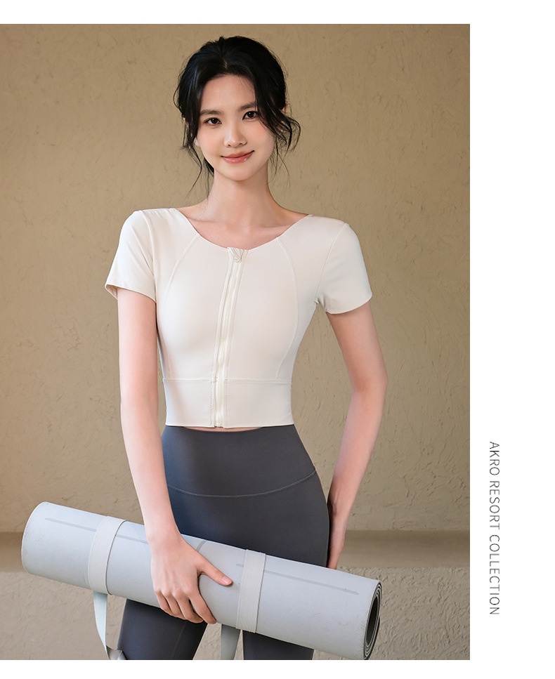 001 Top da yoga da donna con cerniera frontale e protezioni per il petto, nuovo gilet fitness, reggiseno sportivo per allenamento Pilates, abbigliamento da palestra_voghion.com