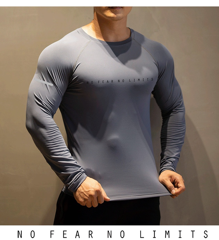 001 Men's Fitness Clothing Round Neck Long Sleeve Tight-Fitting High Elasticity Quick-Dry Sports Top Breathable T-Shirt Base_voghion.com