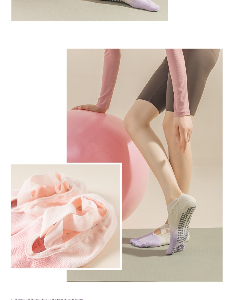 001 Tie-Dye Professional Five-Finger Gradient Yoga Pilates Non-Slip Women's Socks_voghion.com