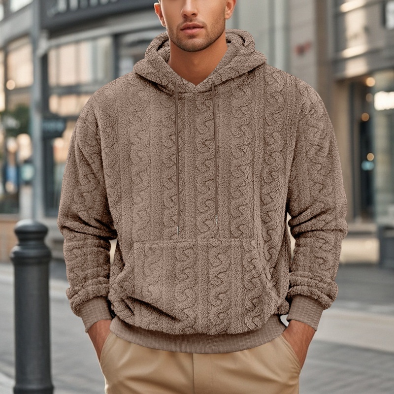 ActiveGo ActiveGo Cross-Border European And American Outdoor Autumn Winter New Men's Hooded Jacquard Teddy Fleece Sports Casual_voghion.com