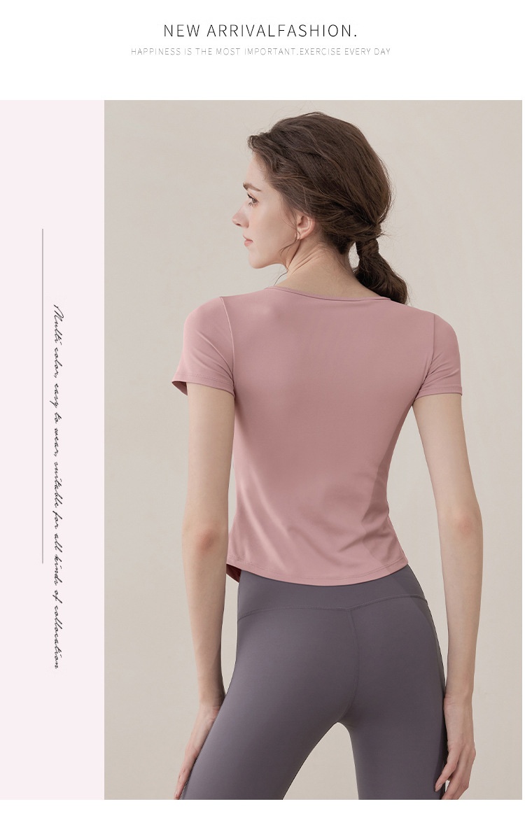 001 Training Advanced Pilates Yoga Abbigliamento fitness da donna Nuovo top sportivo a maniche corte traspirante e confortevole_voghion.com