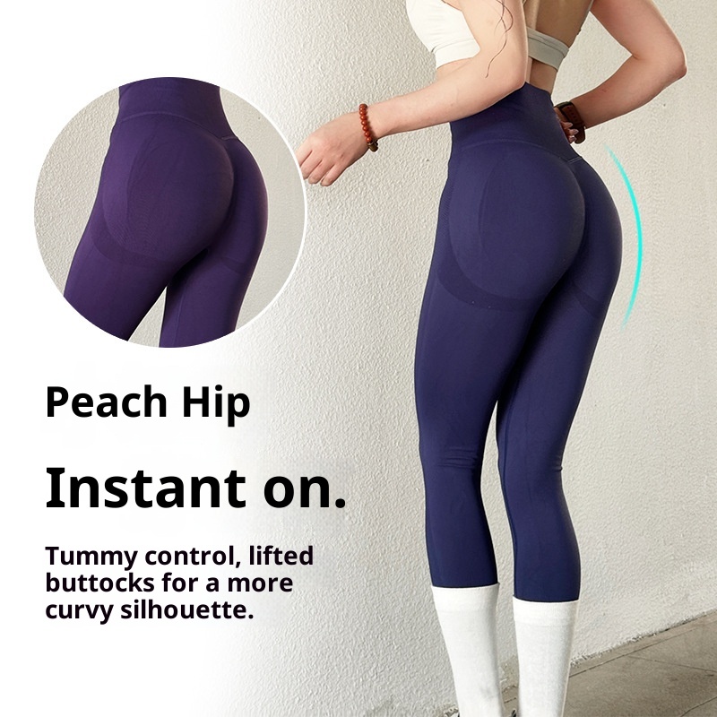 Pantalones de yoga ajustados para mujer, deportivos, de cintura alta, adelgazantes, con realce de cadera y glúteos de melocotón, directos de fábrica._voghion.com
