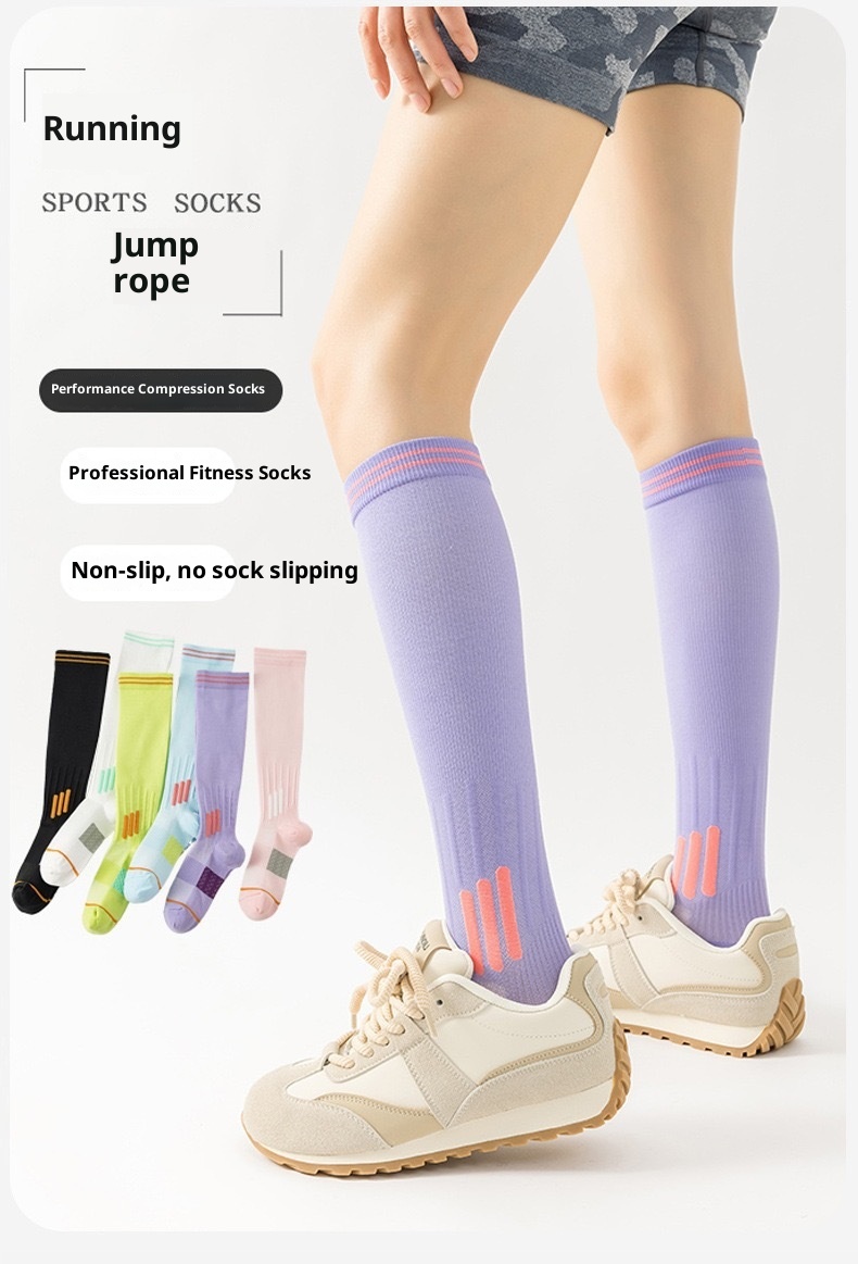 001 Calzini lunghi da donna a compressione con dopamina, per fitness, corsa, ciclismo, outdoor_voghion.com