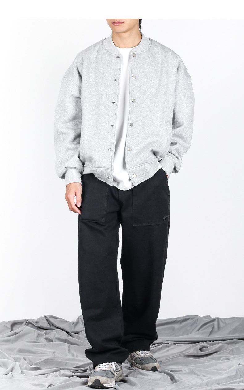 ActiveGo ActiveGo MIX Men's Clothing 2025 Autumn Winter Fleece Solid Color Baseball American Retro Trendy Brand Flight Jacket Fog Coat Top_voghion.com