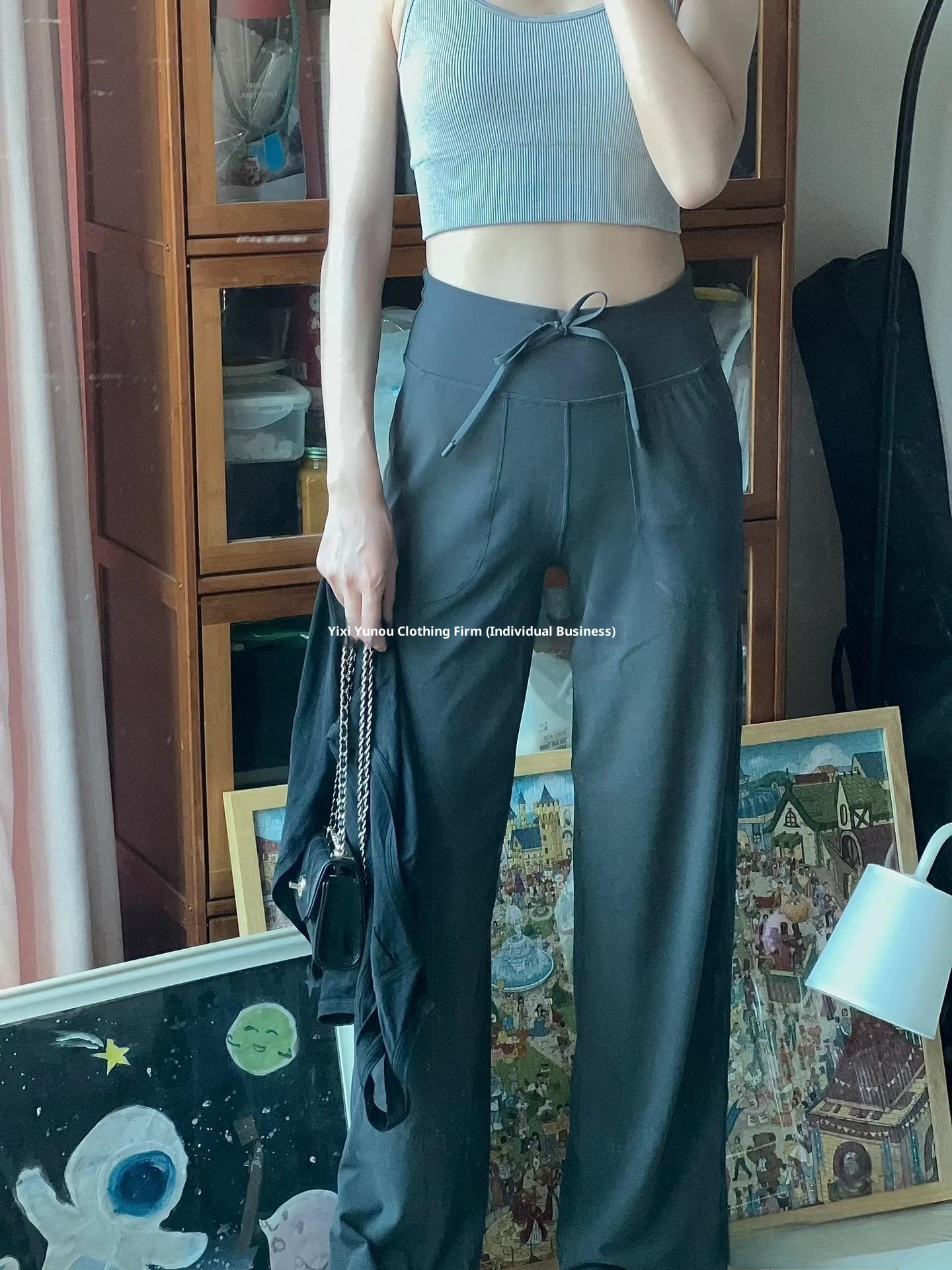 001 Lulu Same Style Original Label Throwback Drawstring Straight Yoga Casual Waist-Cinching High-Waist Draped Magic Pants_voghion.com