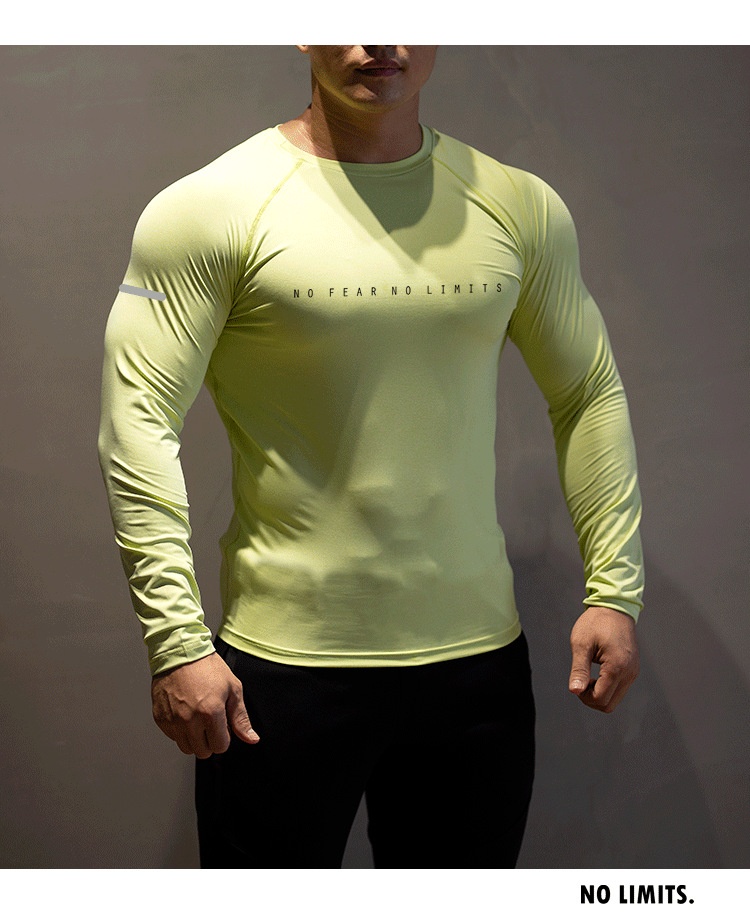 001 Men's Fitness Clothing Round Neck Long Sleeve Tight-Fitting High Elasticity Quick-Dry Sports Top Breathable T-Shirt Base_voghion.com