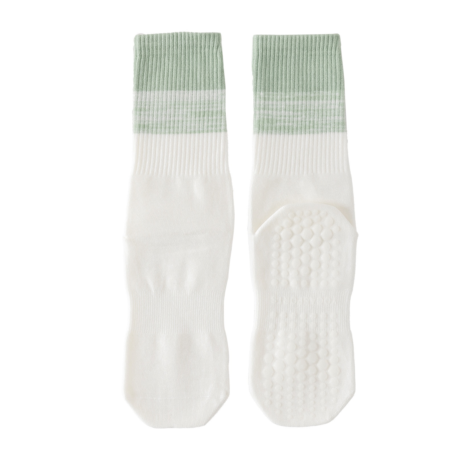 Chaussettes de sport Pilates mi-mollet pour femmes, idéales pour le printemps et l'automne, le fitness, la danse et le yoga. Antidérapantes et confortables._voghion.com
