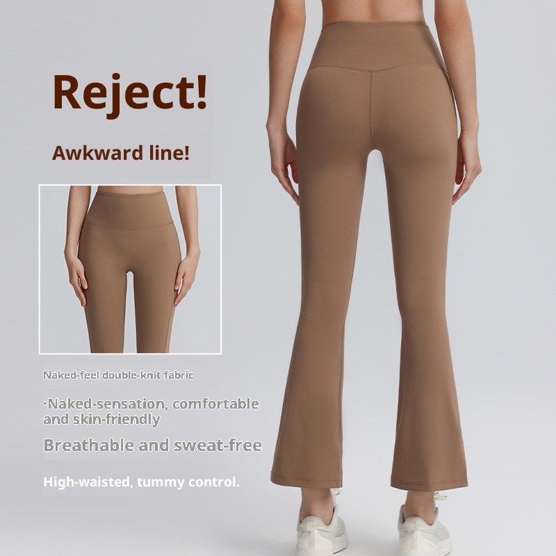 001 Nine Points Elastic Tight High Waist Hip Lift Sports Fitness Flared No Embarrassing Line Yoga Pants For Women_voghion.com