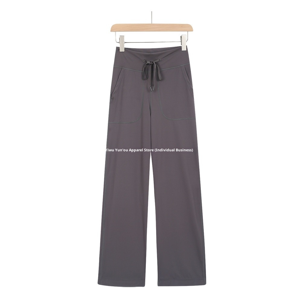 001 Lulu Same Style Original Label Throwback Drawstring Straight Yoga Casual Waist-Cinching High-Waist Draped Magic Pants_voghion.com
