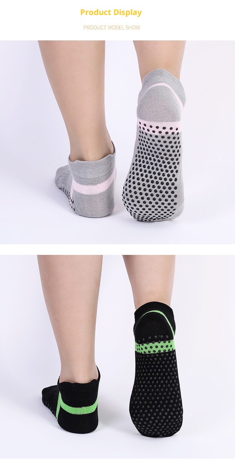 Chaussettes de yoga d'hiver 001 pour femmes, antidérapantes et respirantes, chaudes et confortables, en coton, avec picots adhésifs. Idéales pour le sport et les loisirs._voghion.com