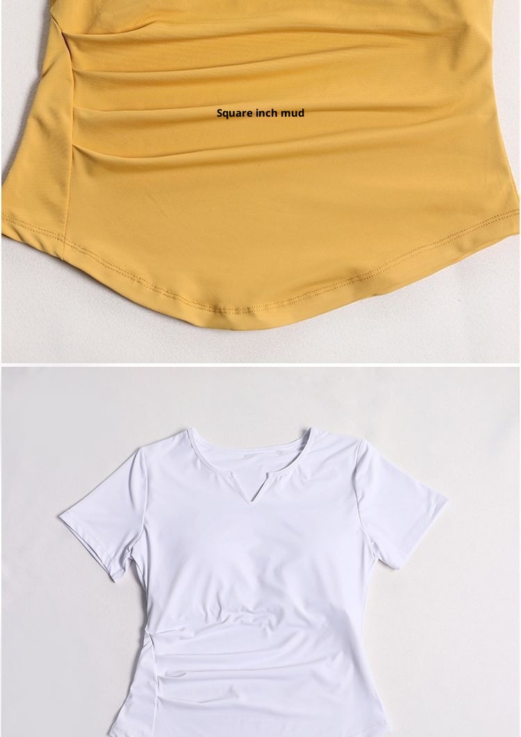 001 Yoga Shirt With Chest Pads For Women, Pilates Training, Running, Waist-Cinching, Short Sleeve Sports Top, Wholesale From_voghion.com