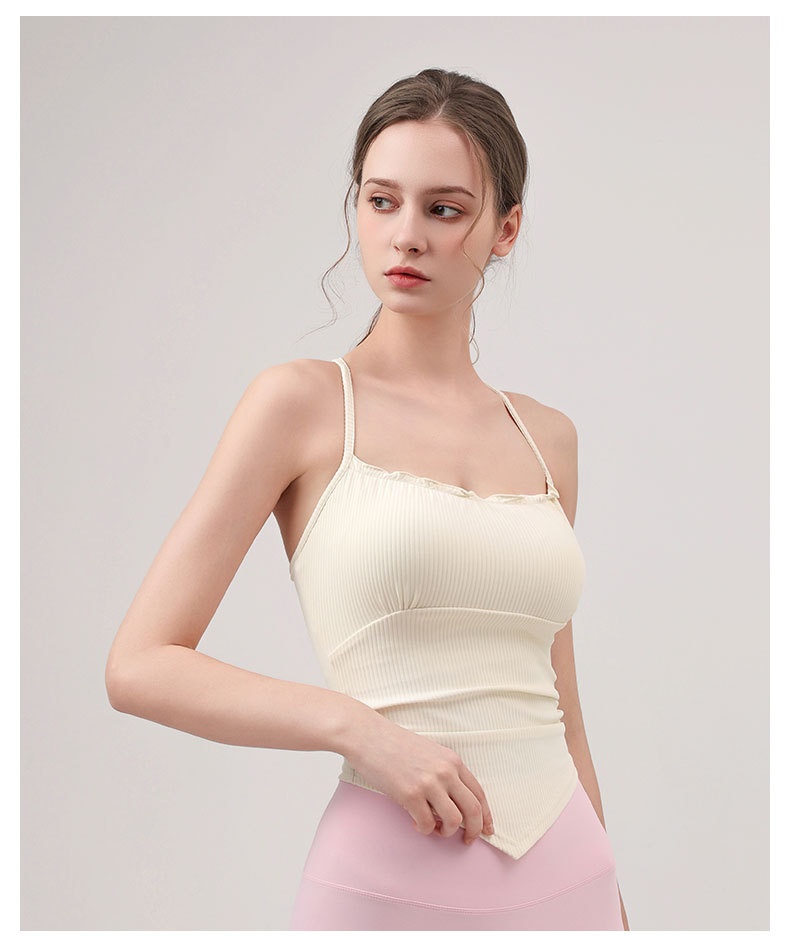 001 Fixed Cup Cross Vest Women Slimming Yoga Fitness Comfortable Thin Strap Outer Wear Sports Bra_voghion.com