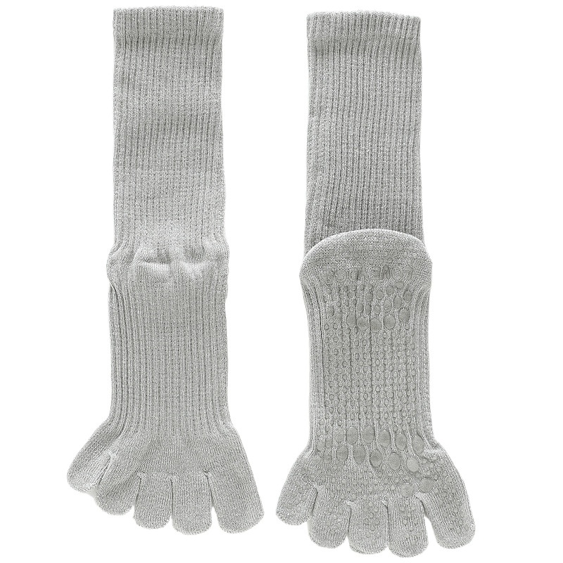 001 Professionelle, rutschfeste, mittelhohe Baumwoll-Sportsocken für Damen mit fünf Zehen, ideal für Yoga und Yoga._voghion.com