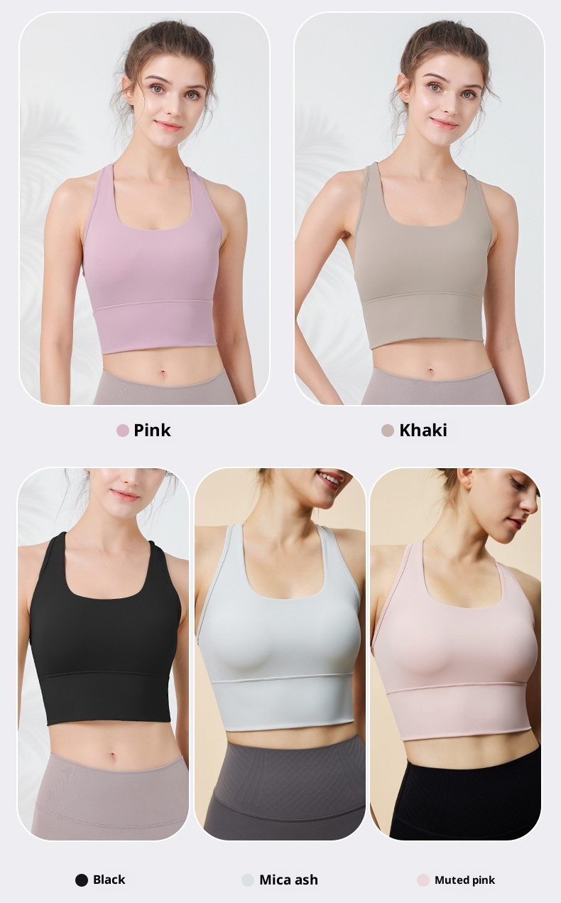 001 Sports Bra Women, Shockproof Fixed Cup Top, Fitness Shirt, Running Quick-Dry Red Bra, Yoga Vest For Spring_voghion.com