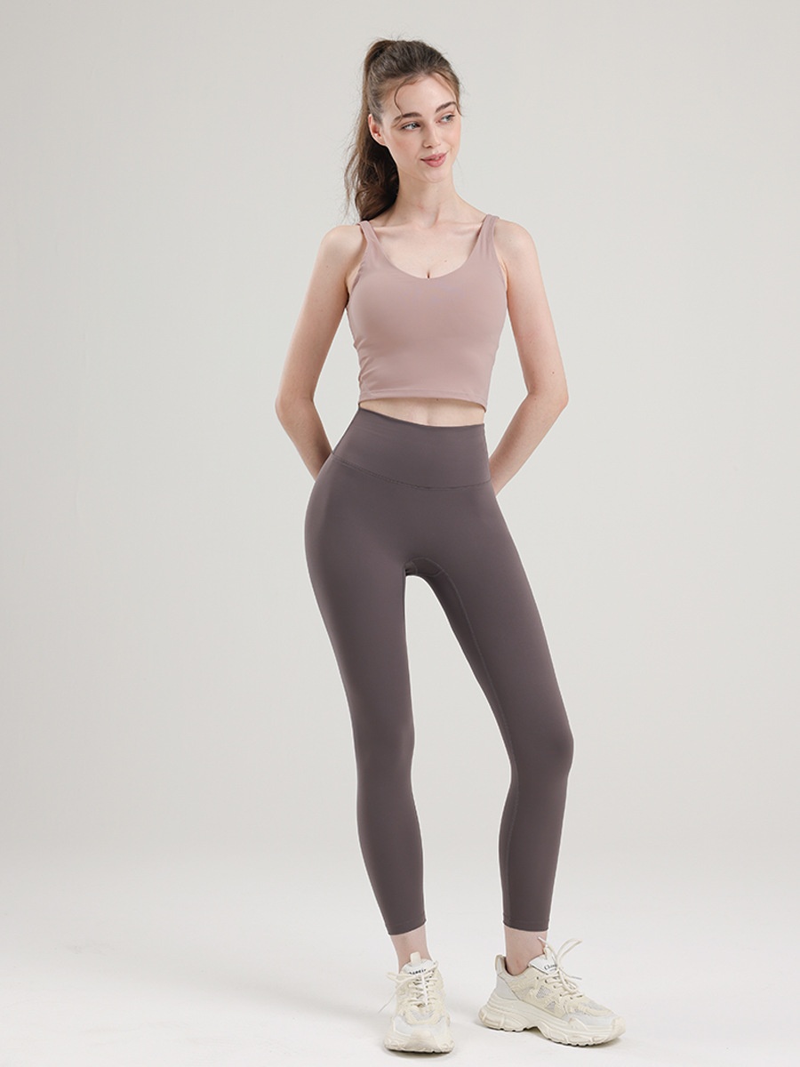 001 V-Shape Al*gn Fitness Wear Beautiful Back Base Sports Bra With Inner Padding Yoga Vest Outdoor Running_voghion.com