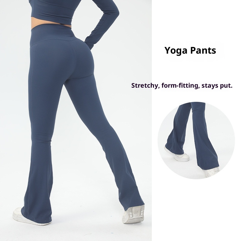 001 European And American High-Waisted Quick-Dry Barely-There Yoga For Women Sports Flared Wide-Leg Fitness Peach Lift_voghion.com