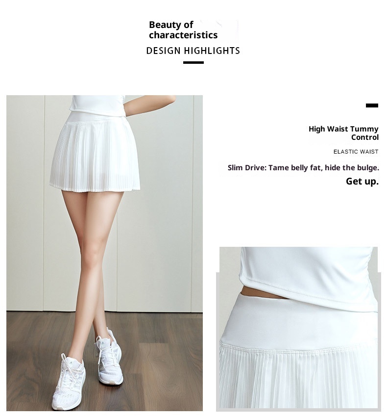 001 Gonna plissettata da donna, primavera estate, dimagrante, fitness, allenamento, corsa, pantaloni da yoga traspiranti ad asciugatura rapida con interno_voghion.com