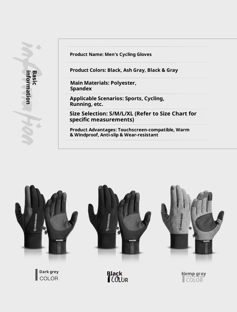 Guanti da moto elettrica antiscivolo ActiveGo Witer Warm Cycling Outdoor Sports Skiig Cold-Proof Touchscree Fleece-Lied_voghion.com