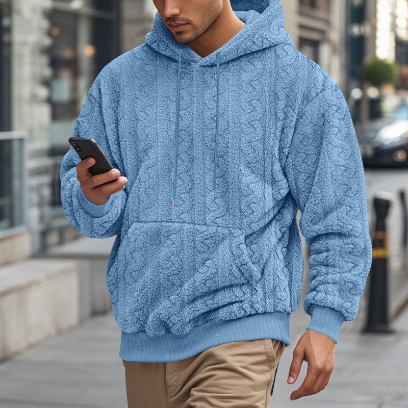 ActiveGo ActiveGo Cross-Border European And American Outdoor Autumn Winter New Men's Hooded Jacquard Teddy Fleece Sports Casual_voghion.com