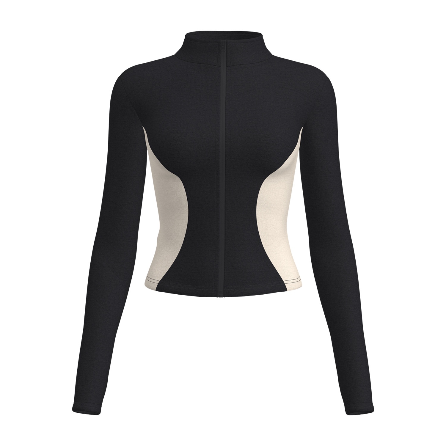 001 Juyitang Color Block Sports Fitness Slim Fit Running Women's Yoga Jacket_voghion.com