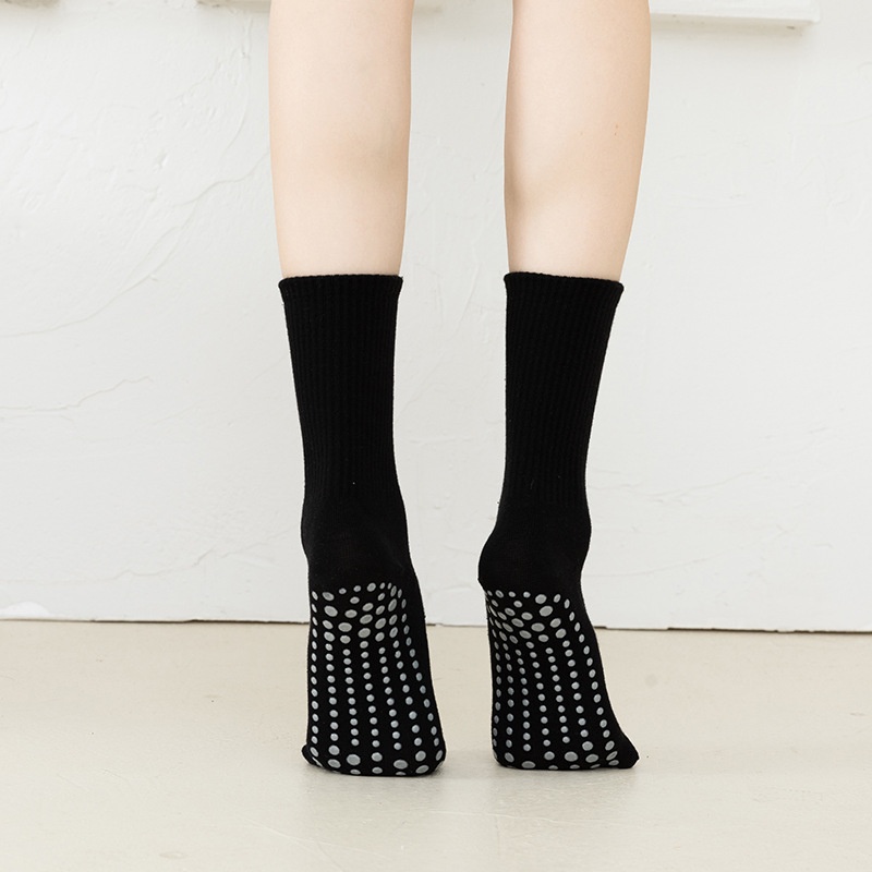 Chaussettes de sport pour femmes, mi-mollet, antidérapantes, pour le yoga et le Pilates, couleur unie, idéales pour la danse et le fitness. Disponibles en gros._voghion.com