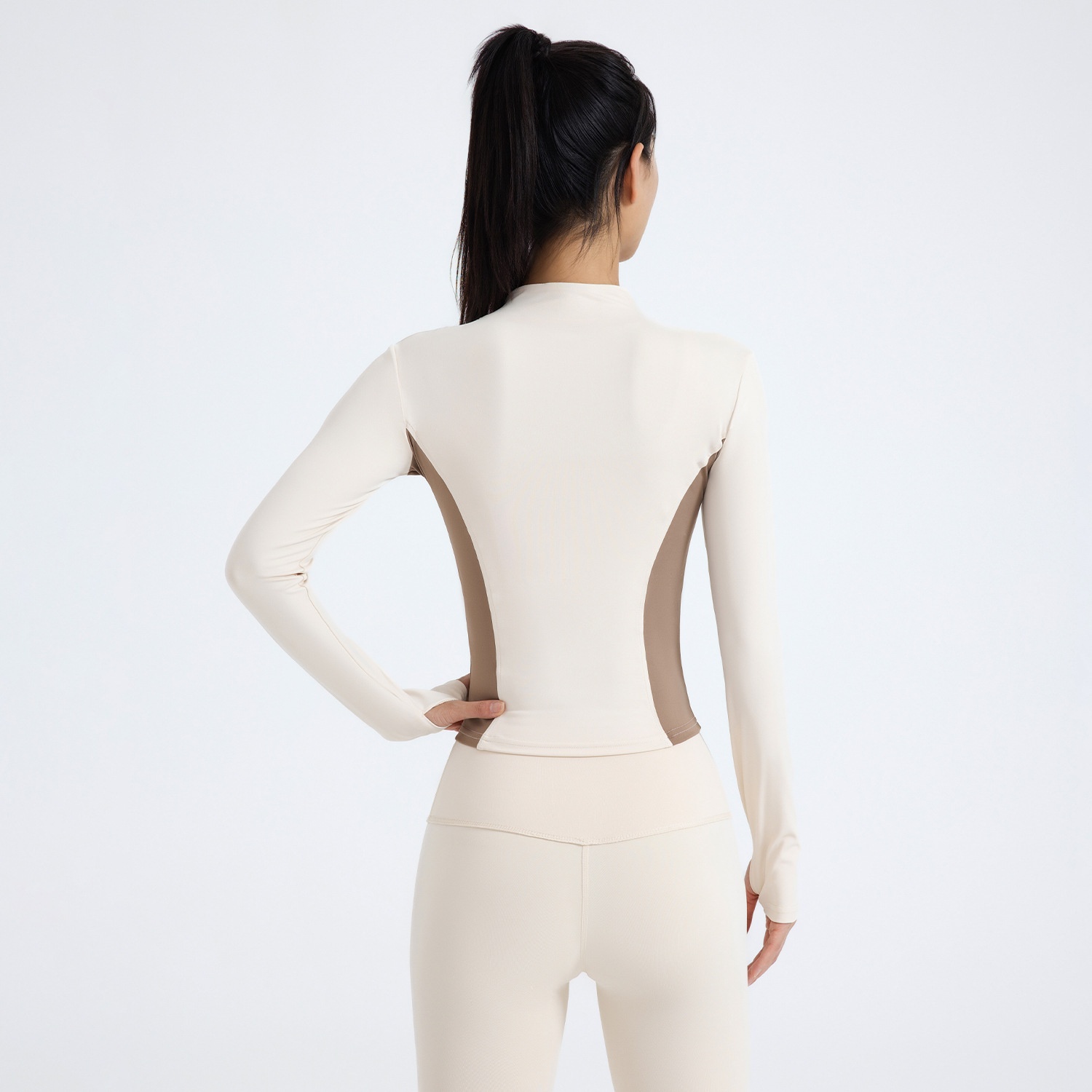 001 Juyitang Color Block Sports Fitness Slim Fit Running Women's Yoga Jacket_voghion.com