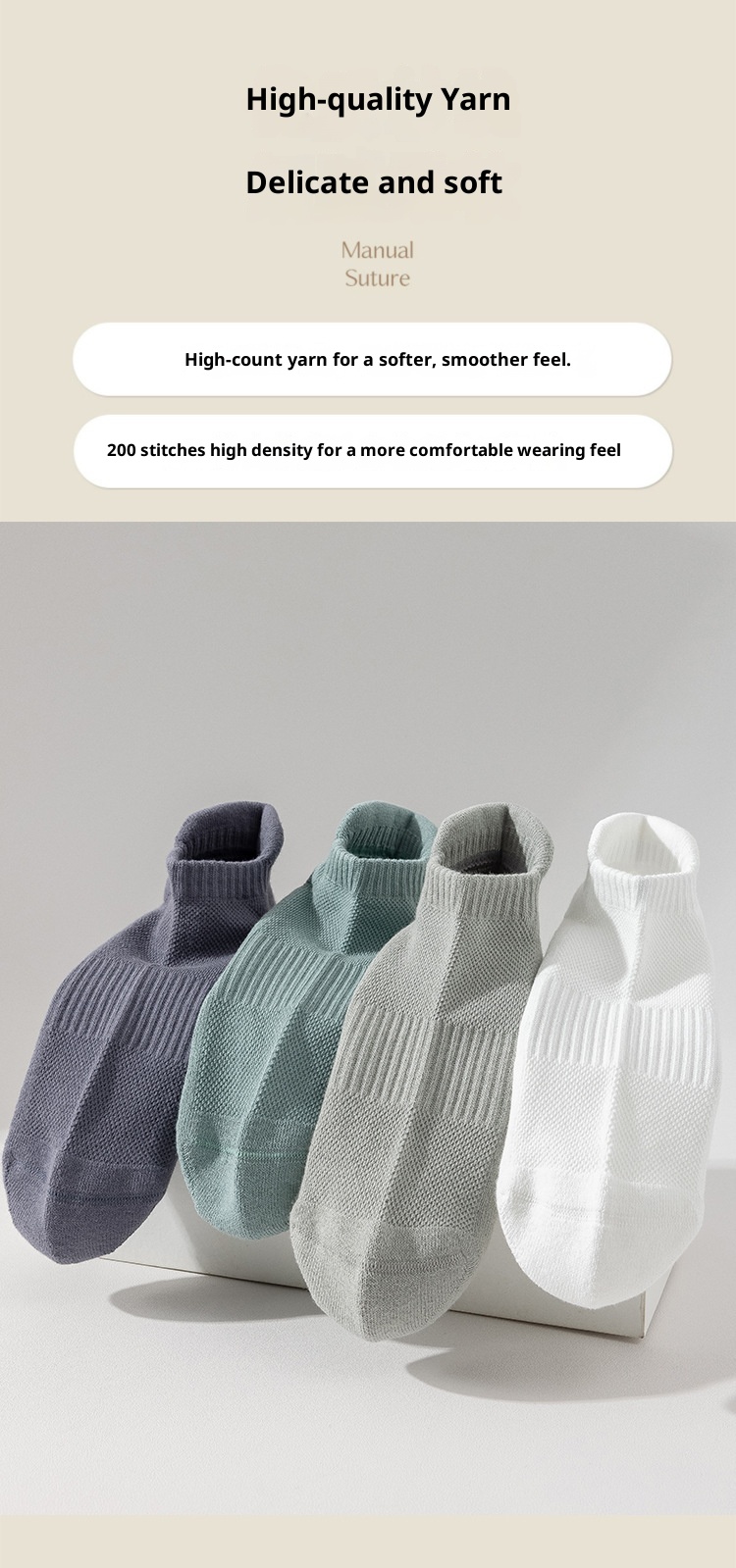 001 90% Yoga Herren Professionelle Anti-Rutsch Pilates Nahtlose Fitness Laufsocken aus reiner Baumwolle_voghion.com