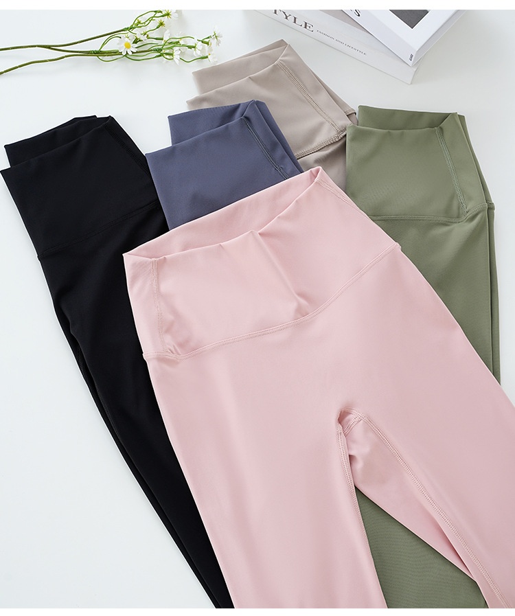 Legging de yoga Lulu Style couleur crème pour femme, effet seconde peau, taille haute, effet push-up, vêtement de sport moulant, sous-vêtement technique, séchage rapide_voghion.com