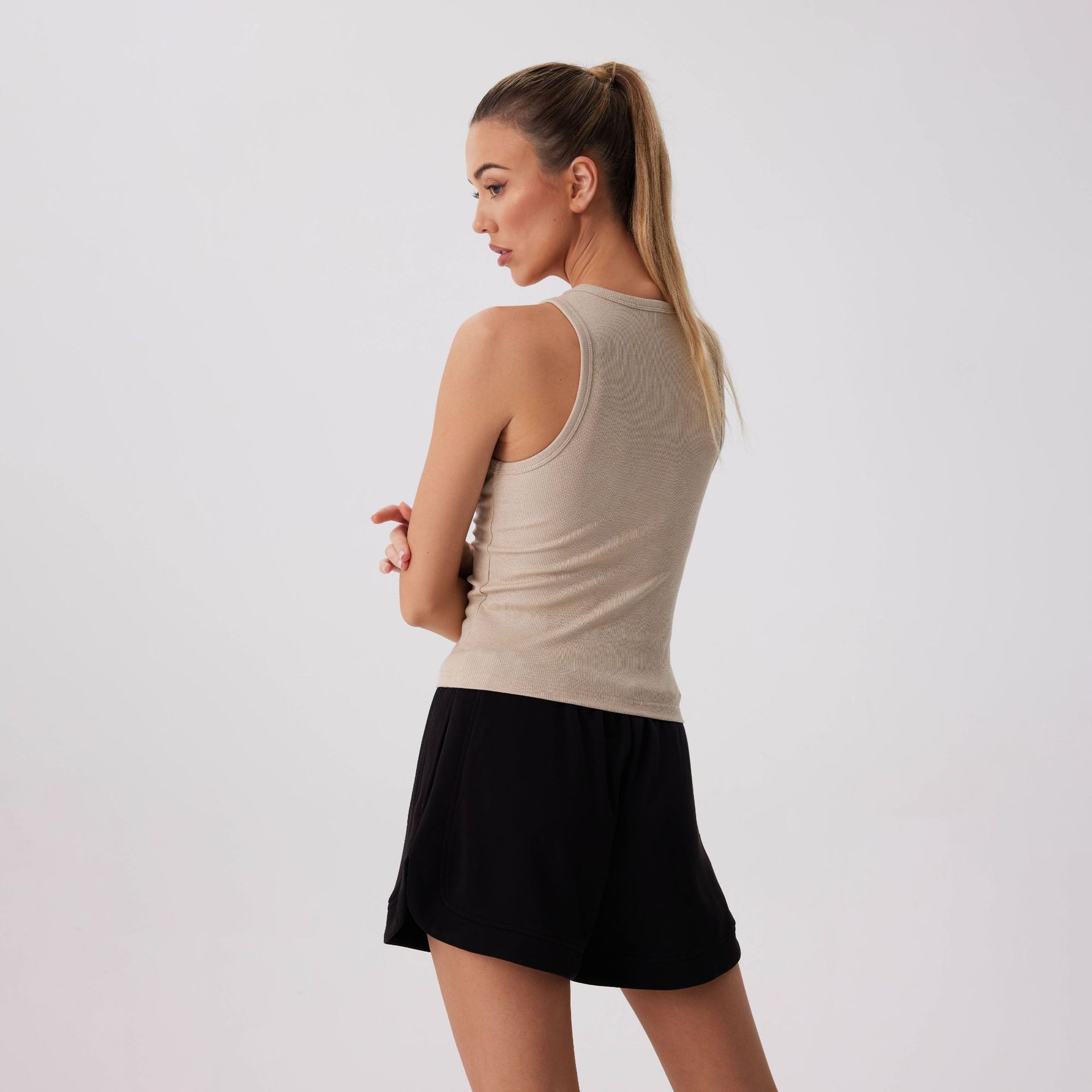 001 Cross-border Ribbed Shiny Silk Nude Top For Women, Sweat-absorbing Sports Sleeveless Vest, Round Neck Summer Outdoor_voghion.com