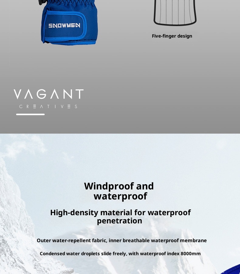 ActiveGo Dropshipping Ski Gloves For Men And Women, Thickened Windproof Cycling Outdoor Touchscreen Five-Finger Snowboarding_voghion.com