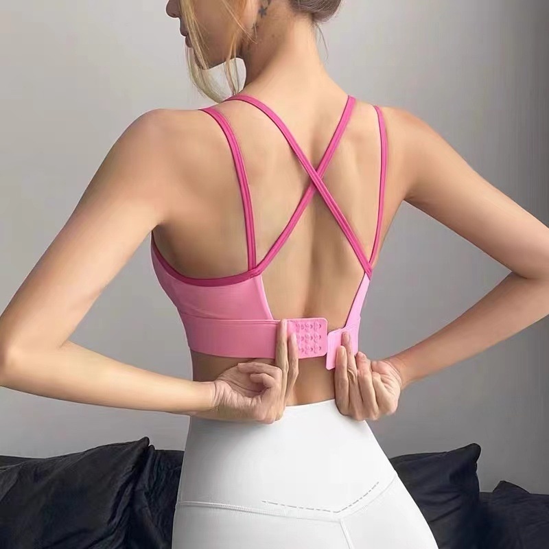 001 Push-Up Sports For Women, Shockproof Running Training Fitness Top, Beautiful Back One-Piece Vest Yoga Shirt Bra_voghion.com