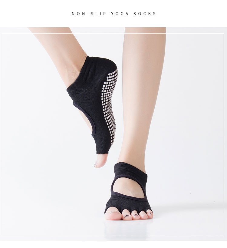 001 In Stock Direct Shipping Korean Hot Sale Open Back Yoga Five Toe Pointed Yogo Fitness Non-Slip Floor Socks_voghion.com