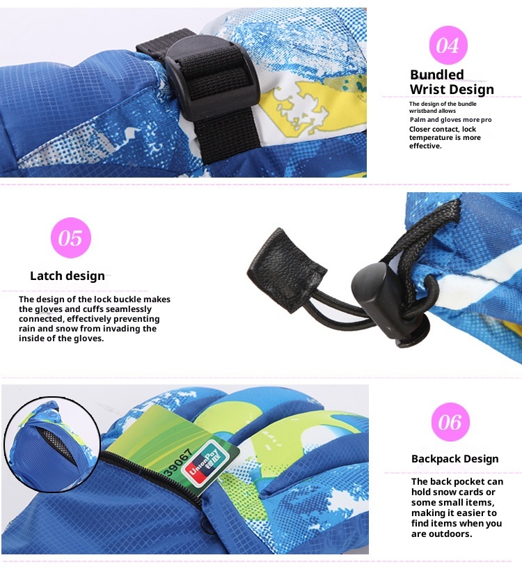 ActiveGo Parent-Child Winter Warm Ski Gloves Waterproof Cold-Proof Fleece-Lined Thickened Touchscreen Outdoor Hiking Cycling_voghion.com