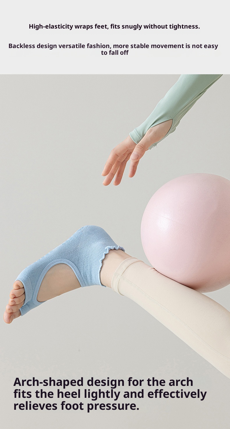 001 Calzini sportivi in pizzo con punta aperta, traspiranti, antiscivolo, per Pilates, Yoga, Fitness e Danza, in cotone, assorbenti e traspiranti_voghion.com